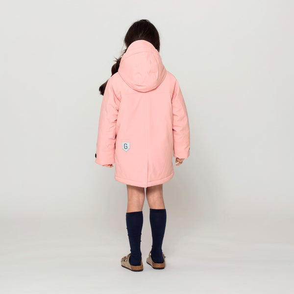 Gosoaky 'Sleeping Pigeon' kinderjas in evening pink, waterdicht met afneembare capuchon. | Ontdek Gosoaky bij Little Fashion Addict