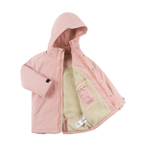 Gosoaky 'Sleeping Pigeon' kinderjas in evening pink, waterdicht met afneembare capuchon. | Ontdek Gosoaky bij Little Fashion Addict