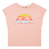 Littlefashionaddict - Hundred Pieces poederroze meisjes T-shirt met 'California Love' en palmbomen print. | Verkrijgbaar vanaf 4 tot 12 jaar