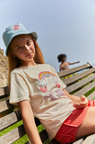 Littlefashionaddict - Hundred Pieces ecru meisjes T-shirt met regenboog print en 'Don't worry be shiny'. Verkrijgbaar vanaf 4 tot 12 jaar