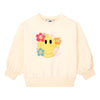 Littlefashionaddict - Hundred Pieces Ecrukleurige sweater voor meisjes met vooraan vintage print van een grote smiley | Verkrijgbaar vanaf 6 tot 12 jaar