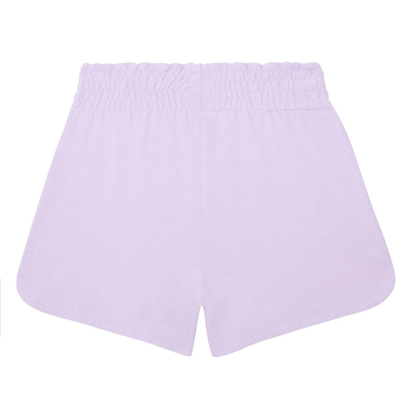 Littlefashionaddict - Hundred Pieces - Lila fleece short voor meisjes met elastiek in de taille | Verkrijgbaar vanaf 6 tot 12 jaar