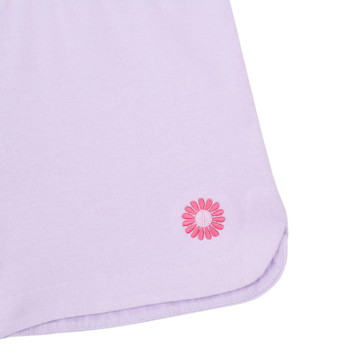 Littlefashionaddict - Hundred Pieces - Lila fleece short voor meisjes met elastiek in de taille | Verkrijgbaar vanaf 6 tot 12 jaar