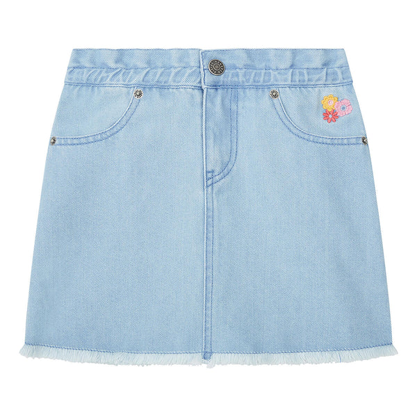 Littlefashionaddict - Hundred Pieces pale blue jeansrokje | Verkrijgbaar vanaf 6 tot 12 jaar bij Little Fashion Addict