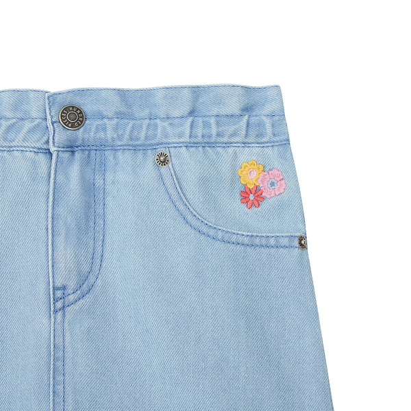 Littlefashionaddict - Hundred Pieces pale blue jeansrokje | Verkrijgbaar vanaf 6 tot 12 jaar bij Little Fashion Addict