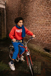 Vuurrode jongenssweater van Jenest met subtiele vogelprint | Jenest - Fresh Sweater Fire Red | Verkrijgbaar bij Little Fashion Addict
