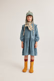 Comfortabele denimjurk met oogjes en 'Our Imaginary Friends' print