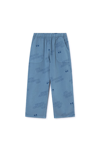 Comfortabele denim meisjesbroek met rechte pijpen en fantasievolle print 'Our imaginary friends' van Letter To The World | Verkrijgbaar bij Little Fashion Addict