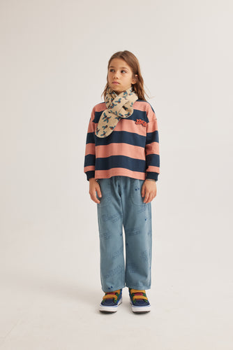 Comfortabele denim meisjesbroek met rechte pijpen en fantasievolle print 'Our imaginary friends' van Letter To The World | Verkrijgbaar bij Little Fashion Addict