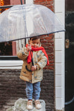 Gebreide kindersjaal in tomaatrood van Sproet & Sprout | Verkrijgbaar bij Little Fashion Addict