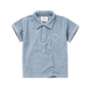 Zacht poloshirt in Misty Blue met witte opdruk voor jongens uit de Sorbet Sunday collectie van Sproet & Sprout | Verkrijgbaar bij Little Fashion Addict