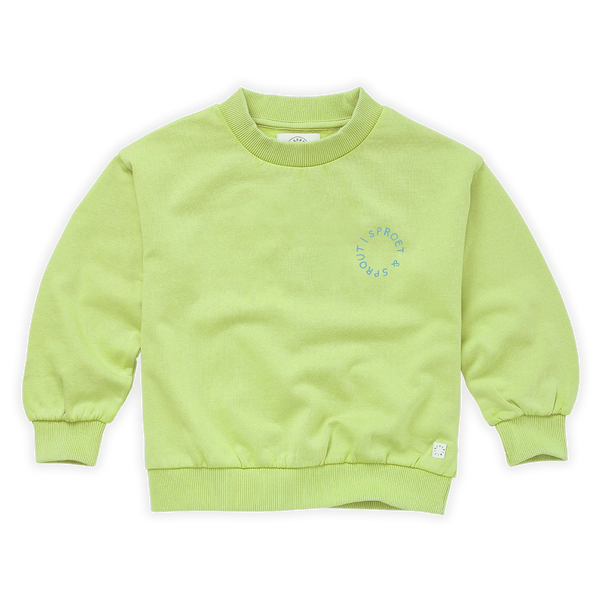 Sweatshirt Sproet in Citrus voor jongens en meisjes, met blauw logo op de borst uit de Sorbet Sunday van Sproet & Sprout | Verkrijgbaar bij Little Fashion Addict