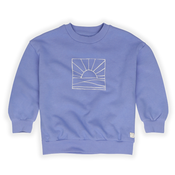 Sportieve sweater voor jongens in Blue Bell met sunrise print uit de Sorbet Sunday collectie van Sproet & Sprout | Verkrijgbaar bij Little Fashion Addict.