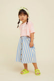 Midi rok met blauwe en beige strepen uit de Sorbet Sunday collectie met houten knoopjes |  Verkrijgbaar bij Little Fashion Addict