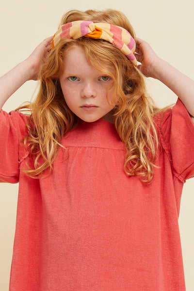 Terry Poppy Dress in Rose Petal met pofmouwen uit de Sorbet Sunday Collectie van Sproet & Sprout | Verkrijgbaar bij Little Fashion Addict