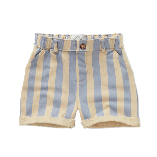 Sportieve chino short met gestreept patroon in de kleur Sesame voor jongens uit de Sorbet Sunday collectie van Sproet & Sprout | Verkrijgbaar bij Little Fashion Addict