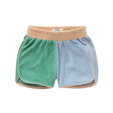 Sportieve en zachte jongensshort met colourblock uit de Sorbet Sunday collectie van Sproet & Sprout | Verkrijgbaar bij Little Fashion Addict