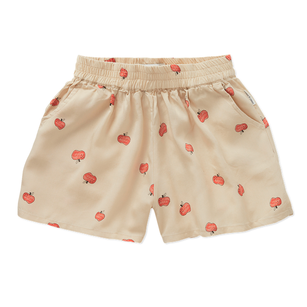 Meisjesshort in Sesame met appelprint uit de Sorbet Sunday collectie van Sproet & Sprout | Verkrijgbaar bij Little Fashion Addict.