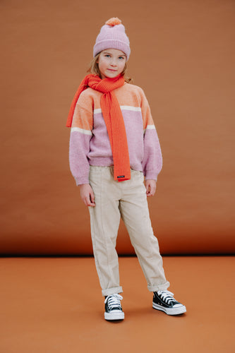 Corduroy broek voor meisjes in ivoorkleur met knoopsluiting en twee zakken van Sproet & Sprout | Verkrijgbaar bij Little Fashion Addict